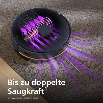 Philips Homerun Serie 2000: 2-in-1 Saug- und Wischroboter, 130 Minuten Laufzeit, Lasernavigation, Teppichboost, Absaugstation, App-gesteuert, Arktikweiß (XU2100/20), Arctic White