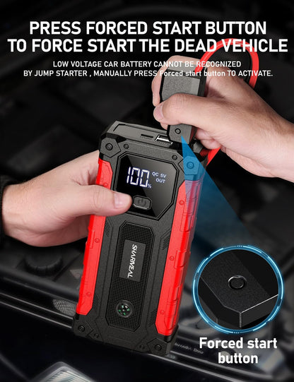 Sharmeal Car Jump Starter 5000A, Jump Starter Battery Pack for 10.0L Gas and 9.0L Diesel, 12V Portable Jump Box with LED Light