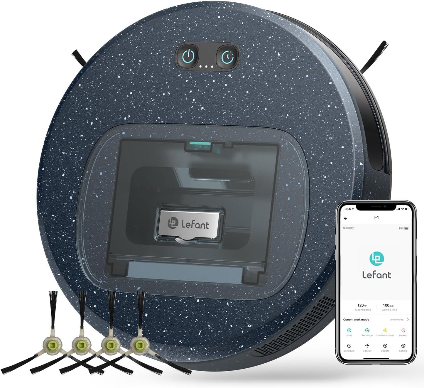 LEFANT M3 Gen2 Saugroboter mit Wischfunktion, 12000 Pa Saugleistung, Automatische Staubentleerung, LiDAR Navigation, Teppicherkennung, Freemove 3.0 App & Sprachsteuerung, 8 Wochen Hands-Free Reinigung