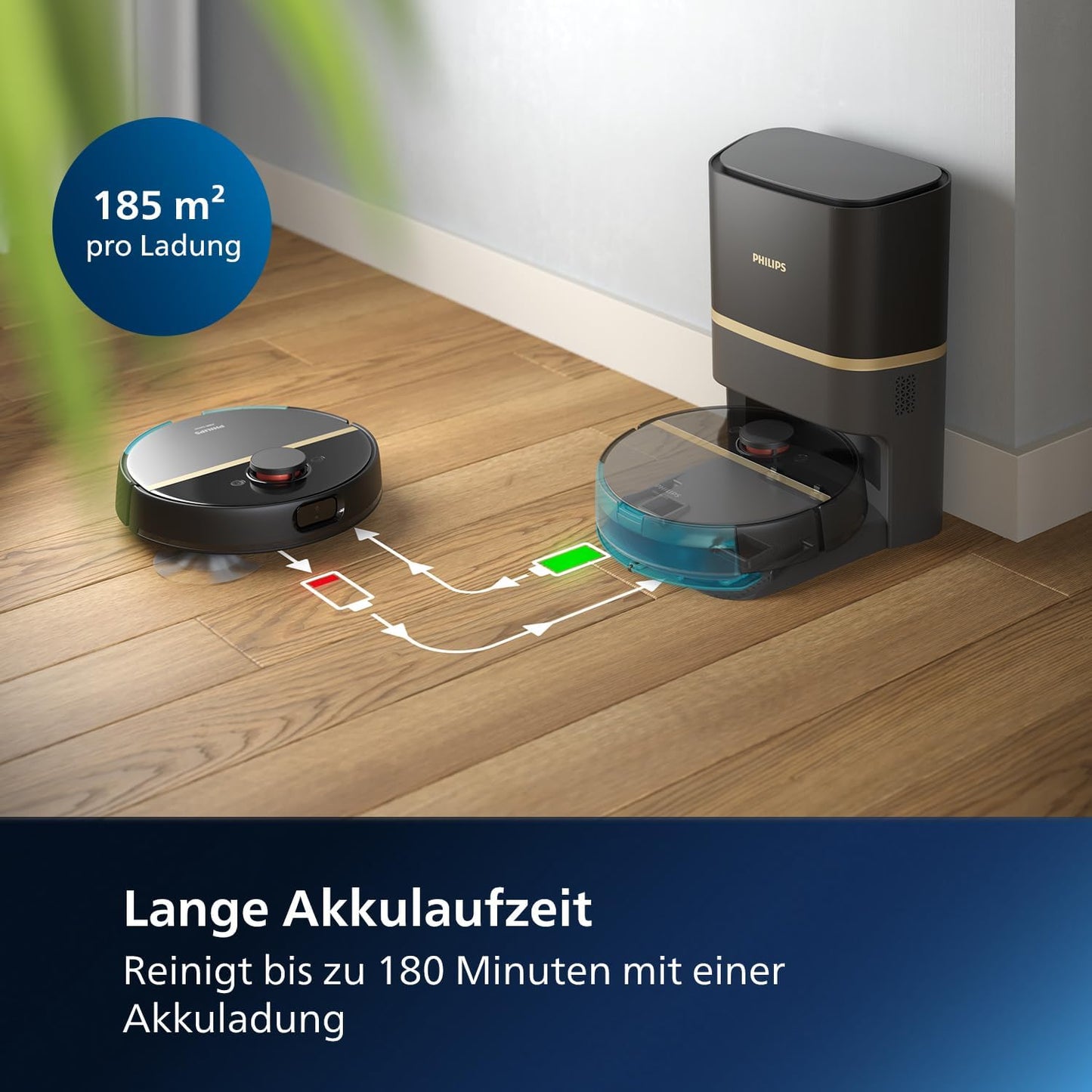 Philips Homerun Serie 2000: 2-in-1 Saug- und Wischroboter, 130 Minuten Laufzeit, Lasernavigation, Teppichboost, Absaugstation, App-gesteuert, Arktikweiß (XU2100/20), Arctic White