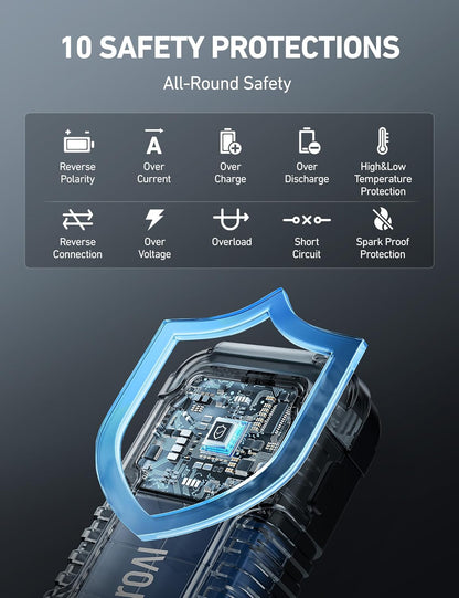 AstroAI S8 Car Battery Jump Starter, Car Jumper Starter Battery Pack for Up to 6.0L Gas & 3.0L Diesel Engines, 12V Portable Jump Box with 3 Modes Flashlight and Jumper Cable (Orange)