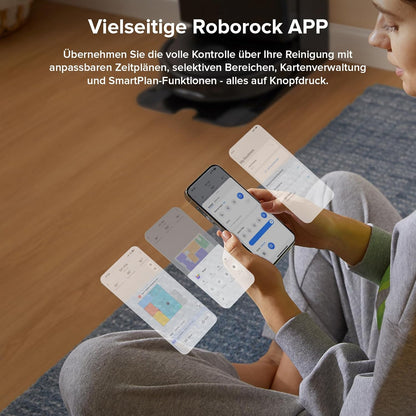 roborock Qrevo Serie Saugroboter mit Wischfunktion&Hebarem Wischmopp, 8000Pa Saugkraft(verbessert von Qrevo S), Anti-Verfilzungs-Seitenbürste, Hindernisvermeidung, All-in-One Dock, Schwarz(QV 35A)
