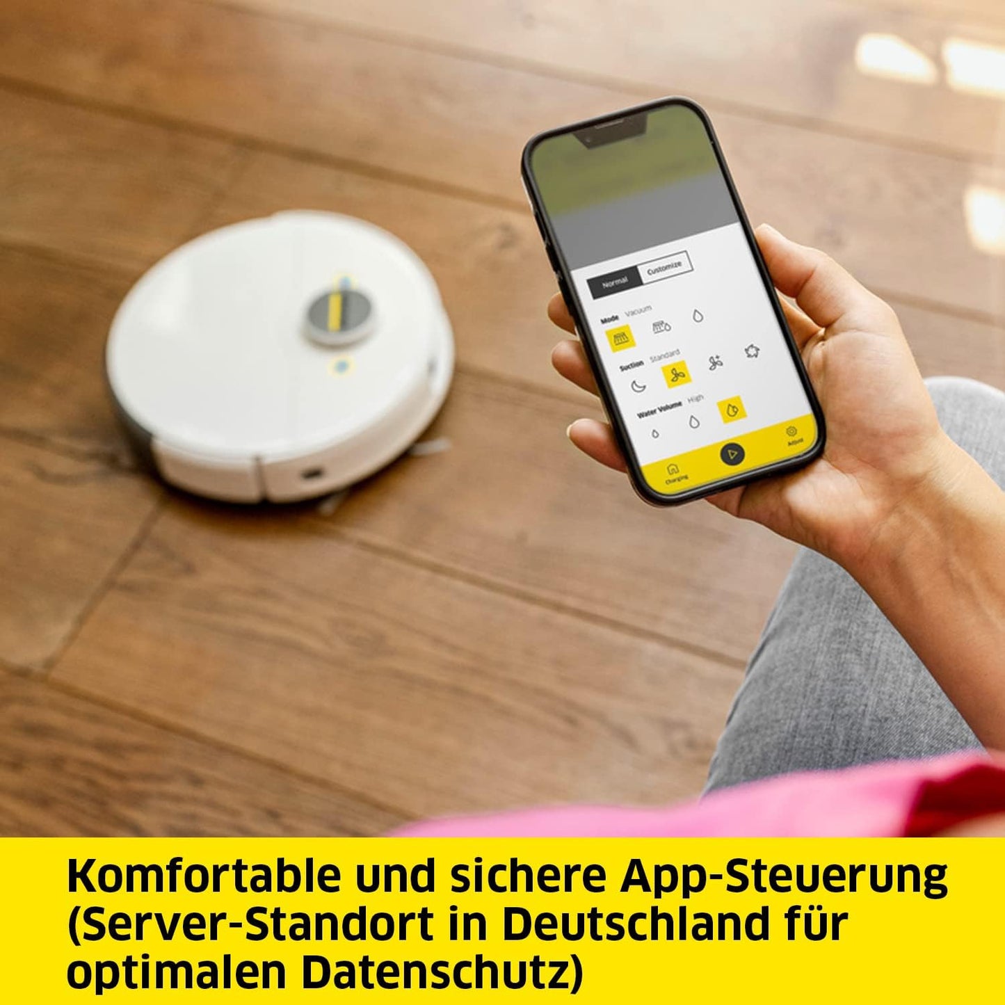 Kärcher Saugroboter RCV 3 mit Wischfunktion, smarte App-Steuerung, LiDAR-Laser-Navigation, Kartierung, Raum- und Hinderniserkennung, 2500 Pa, 120 min Laufzeit, für Hartböden und Teppiche, Weiss