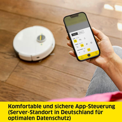 Kärcher Saugroboter RCV 3 mit Wischfunktion, smarte App-Steuerung, LiDAR-Laser-Navigation, Kartierung, Raum- und Hinderniserkennung, 2500 Pa, 120 min Laufzeit, für Hartböden und Teppiche, Weiss