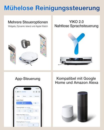 ECOVACS DEEBOT T50 PRO Omni Gen2 Saugroboter mit Wischfunktion, Ausfahrende Seitenbürste und Wischmopp, 21.000 Pa, Auto Zugabe von Reinigungslösung, Moppwäsche mit 75°C heißem Wasser, Ultradünn 81 mm