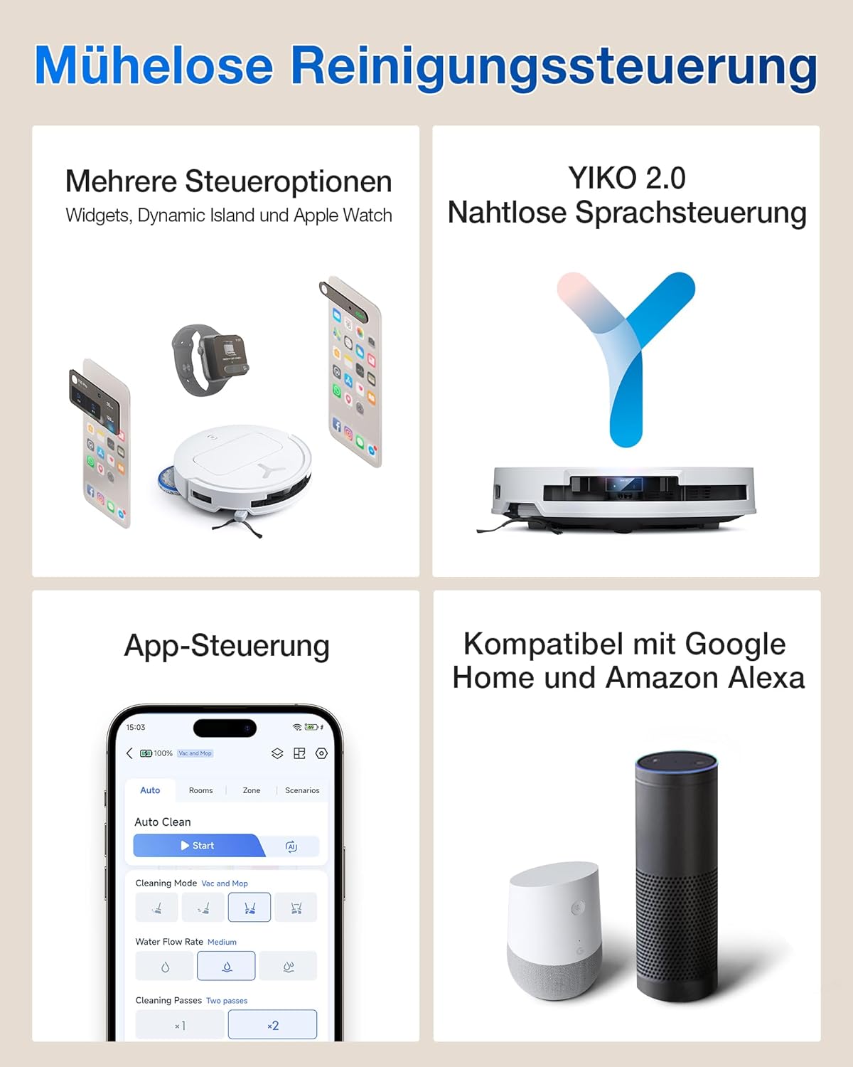 ECOVACS DEEBOT T50 PRO Omni Gen2 Saugroboter mit Wischfunktion, Ausfahrende Seitenbürste und Wischmopp, 21.000 Pa, Auto Zugabe von Reinigungslösung, Moppwäsche mit 75°C heißem Wasser, Ultradünn 81 mm