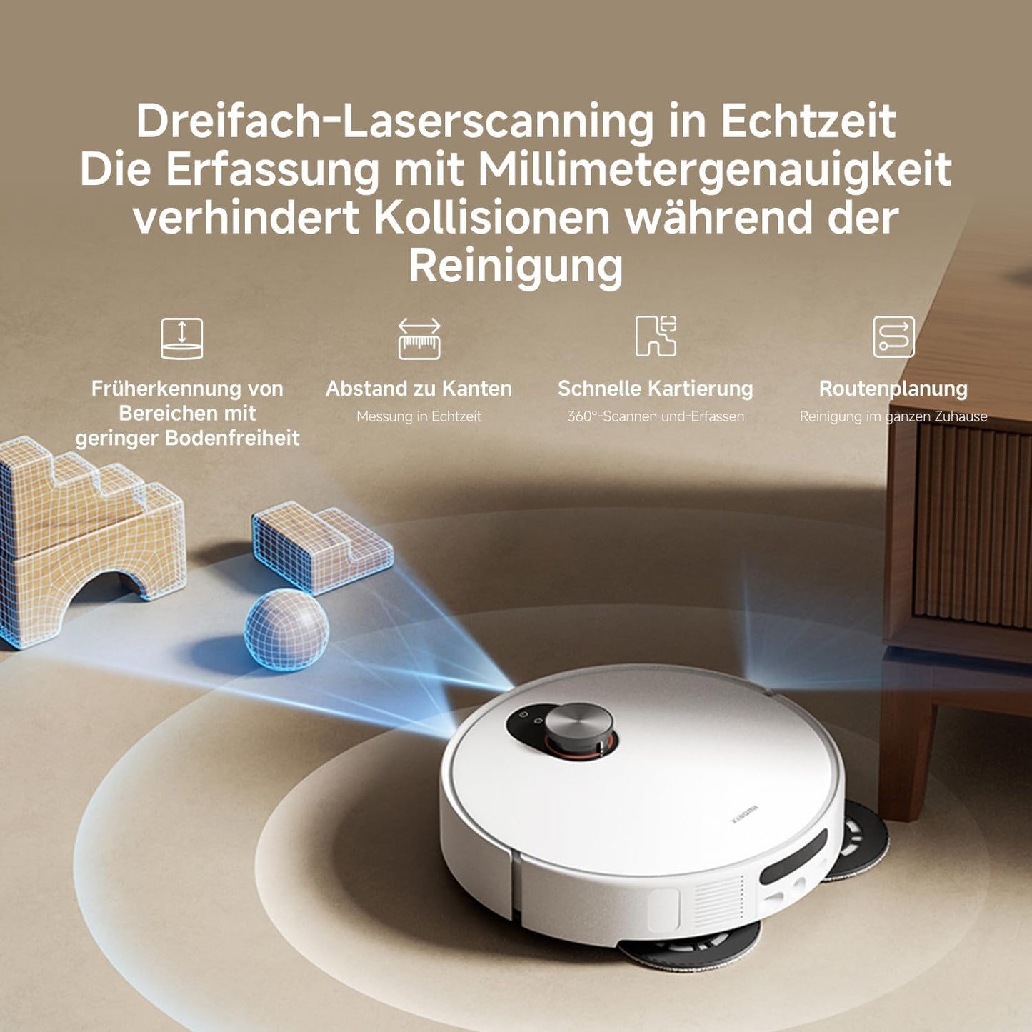 Xiaomi Robot Vacuum X20+ Saugroboter mit Absaugstation und 4L/4L Frisch- & Altwassertank - 2 rotierende, Auto-Trocknung Wischmops, Bis 280m² wischen, 6000Pa Saugkraft, LDS-Navigation, Alle Bodentypen