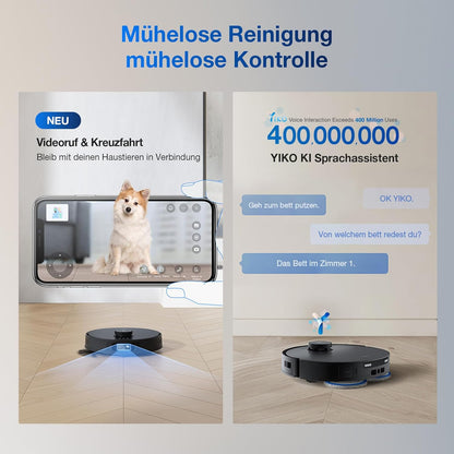 ECOVACS DEEBOT T30C Omni, Saugroboter mit Wischfunktion, 20.000 Pa, OZMO Turbo 2.0 Wischen, ZeroTangle 3.0 Anti-Verheddern, TruEdge 2.0 Kantenreinigung, All-in-One-Station, 75°C Moppwäsche, Schwarz
