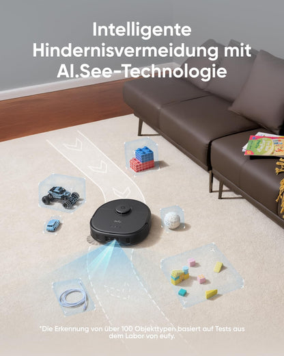 eufy Saugroboter Omni C20 mit All-in-One-Station,Auto-Entleerung, Auto-Wasch- und Trocknungsfunktion, 7.000Pa, 8,5cm Design, Staubsauger Roboter mit Wischfunktion,Kindersicherung