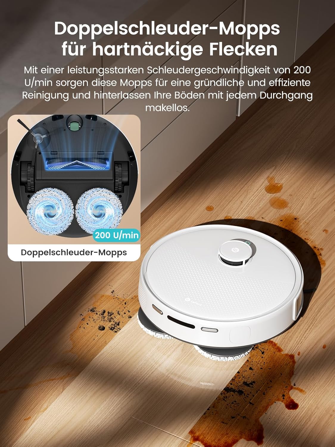LEFANT M3 Gen2 Saugroboter mit Wischfunktion, 12000 Pa Saugleistung, Automatische Staubentleerung, LiDAR Navigation, Teppicherkennung, Freemove 3.0 App & Sprachsteuerung, 8 Wochen Hands-Free Reinigung