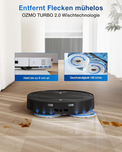 ECOVACS DEEBOT T50 PRO Omni Gen2 Saugroboter mit Wischfunktion, Ausfahrende Seitenbürste und Wischmopp, 21.000 Pa, Auto Zugabe von Reinigungslösung, Moppwäsche mit 75°C heißem Wasser, Ultradünn 81 mm