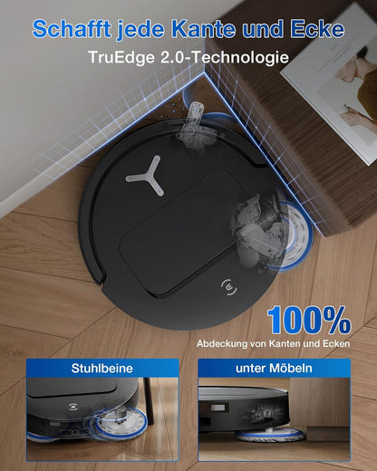 ECOVACS DEEBOT T50 PRO Omni Gen2 Saugroboter mit Wischfunktion, Ausfahrende Seitenbürste und Wischmopp, 21.000 Pa, Auto Zugabe von Reinigungslösung, Moppwäsche mit 75°C heißem Wasser, Ultradünn 81 mm