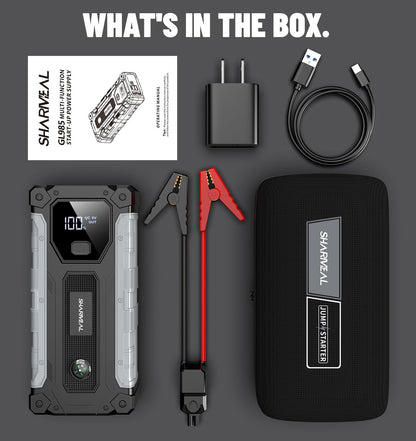 Sharmeal Car Jump Starter 5000A, Jump Starter Battery Pack for 10.0L Gas and 9.0L Diesel, 12V Portable Jump Box with LED Light