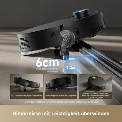 dreame X50 Ultra Complete Saugroboter mit Wischfunktion,20.000Pa Saugkraft,6 cm Hindernisfreiheit, mit Wischfunktion&Hebarem Wischmopp,KI-Hindernisvermeidung und 360° Navigation