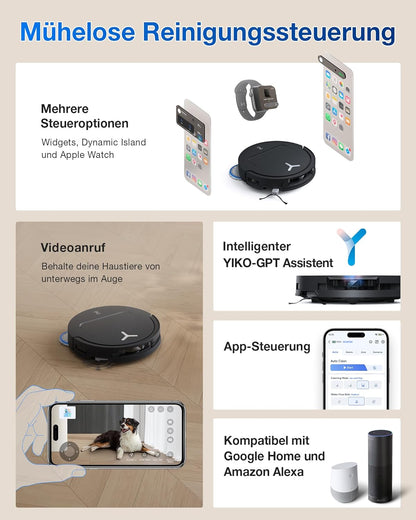 ECOVACS DEEBOT T50 PRO Omni Gen2 Saugroboter mit Wischfunktion, Ausfahrende Seitenbürste und Wischmopp, 21.000 Pa, Auto Zugabe von Reinigungslösung, Moppwäsche mit 75°C heißem Wasser, Ultradünn 81 mm