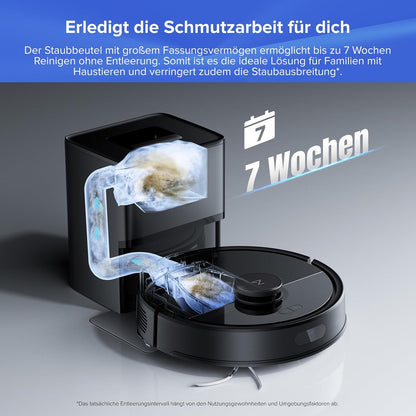 roborock Q7 L5+ Set Saugroboter mit Wischfunktion Absaugstation, verbessert von Q5 Pro+, Dual Anti-Tangle System, 8000Pa Saugkraft, LiDAR-Navigation, Staubsauger Roboter für Teppiche & Tierhaar, Weiß
