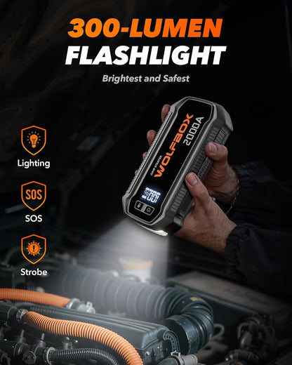 WOLFBOX MV24 4000A Jump Starter,12V Car Booster Pack with 65W Quick Charger,LED Display,24000mAh Portable Jump Starter Battery (10L Gas 10L Diesel Engine) with LED Light,Jumper Cables