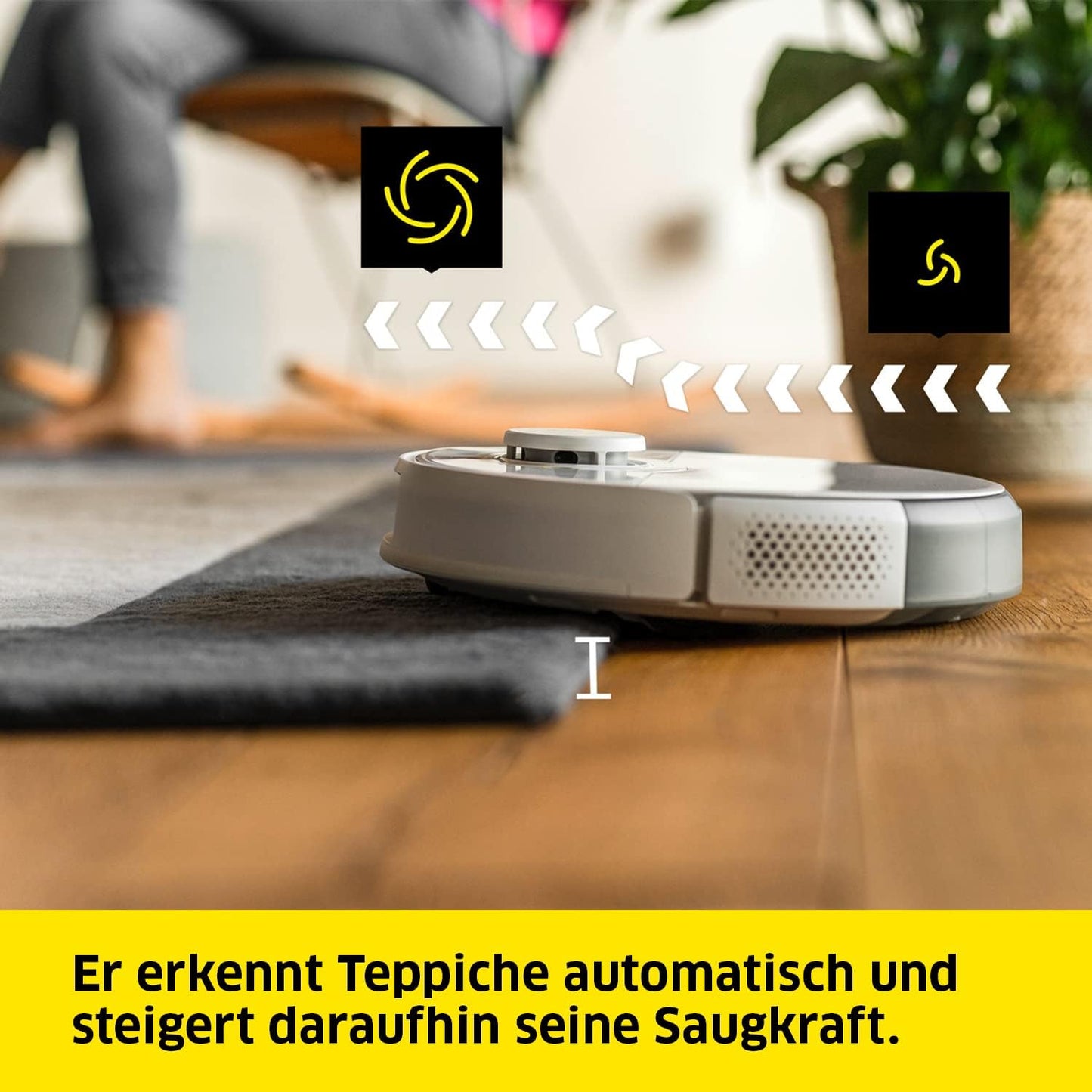 Kärcher Saugroboter RCV 3 mit Wischfunktion, smarte App-Steuerung, LiDAR-Laser-Navigation, Kartierung, Raum- und Hinderniserkennung, 2500 Pa, 120 min Laufzeit, für Hartböden und Teppiche, Weiss