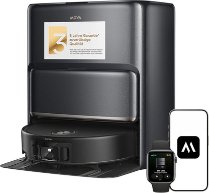 Mova V50 Ultra Complete Saugroboter mit Wischfunktion 24.000 Pa, 6cm Hindernisüberwindung, Liftable Navigation+RGB AI+LED, 80℃ Heißwasserwäsche & 63℃ Selbsttrocknung, DuoSolution System, Tricut Bürste