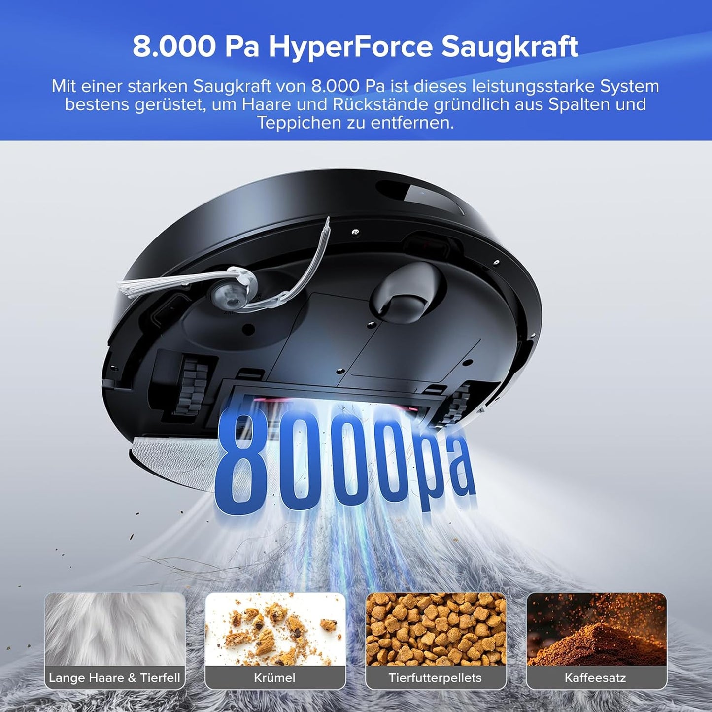 roborock Q7 L5+ Set Saugroboter mit Wischfunktion Absaugstation, verbessert von Q5 Pro+, Dual Anti-Tangle System, 8000Pa Saugkraft, LiDAR-Navigation, Staubsauger Roboter für Teppiche & Tierhaar, Weiß