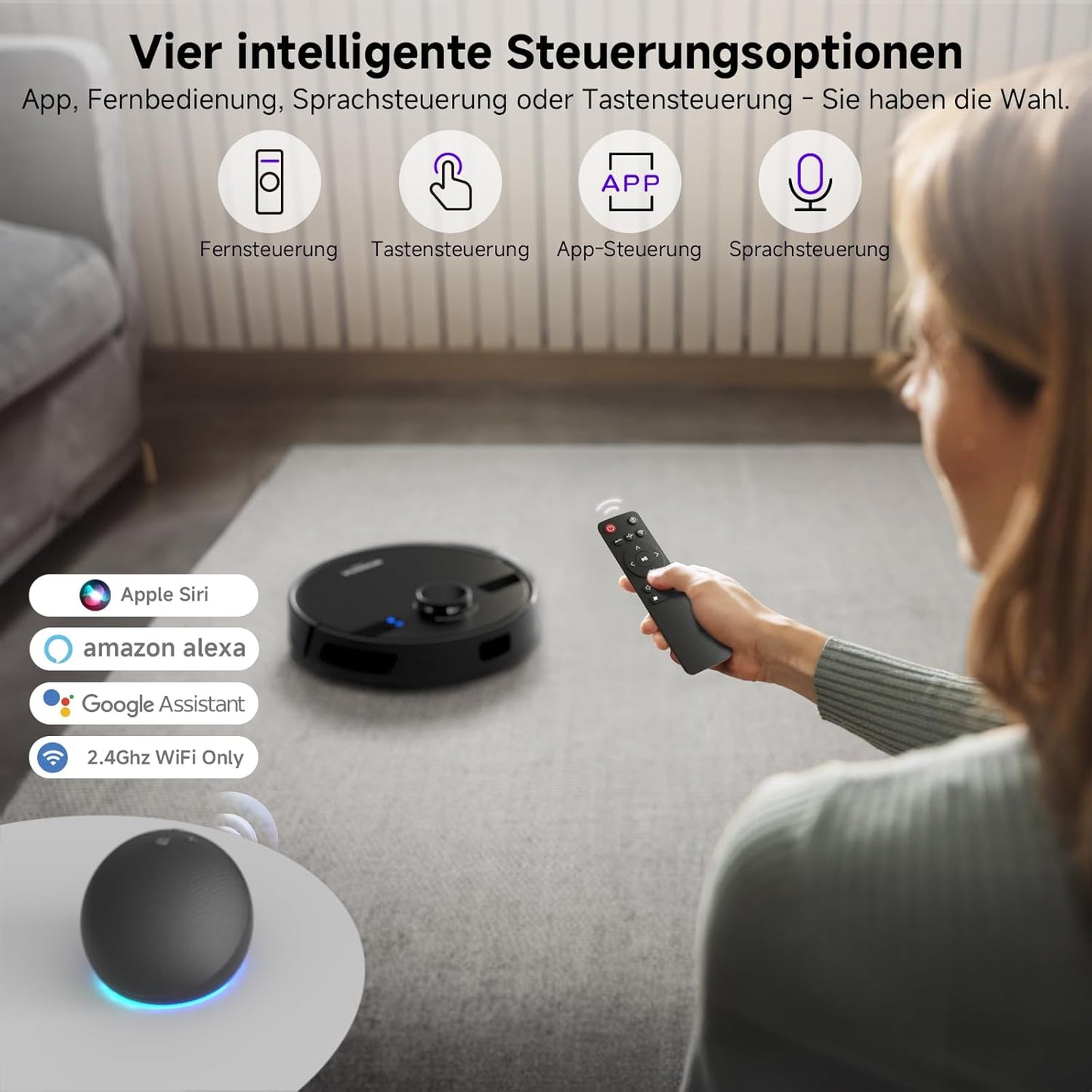 MONSGA Saugroboter mit Wischfunktion, 3.5L Staubsauger Roboter mit Absaugstation, 5000Pa Saugkraft,180Min Laufzeit, LiDAR Navigation, Starke Saugkraft ideal für Teppich und Tierhaare, APP Steuerung