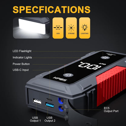 H50 Jump Starter - 5000A Jump Starter Battery Pack for Up to 10.0L Gas and 8.0L Diesel Engines, 12V Portable Car Battery Jump Starter Box with 3.0" LCD Display