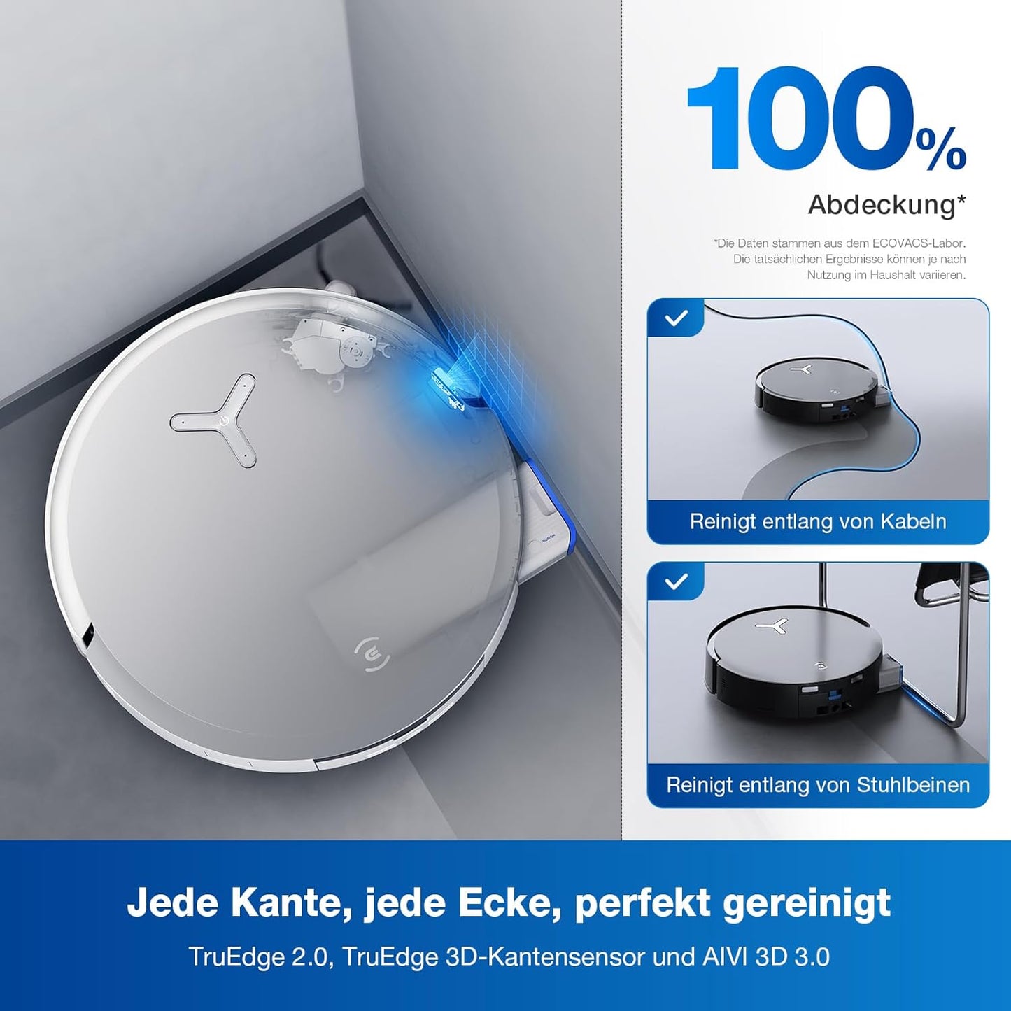 ECOVACS DEEBOT X8 PRO Omni Saugroboter mit Wischfunktion, OZMO Roller mit kontinuierliches Wischen & Selbstreinigung, 18.000 Pa, 12-in-1 Station, 40–75 °C Heißwasser-Moppreinigung, YIKO-GPT