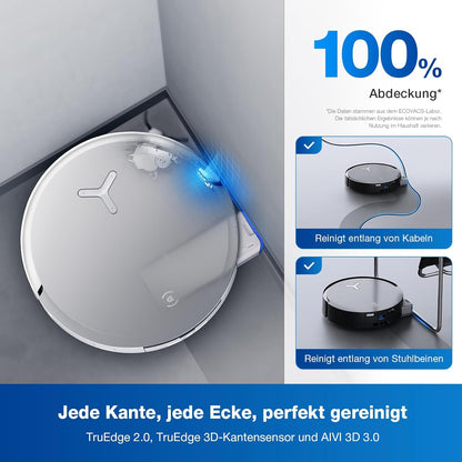 ECOVACS DEEBOT X8 PRO Omni Saugroboter mit Wischfunktion, OZMO Roller mit kontinuierliches Wischen & Selbstreinigung, 18.000 Pa, 12-in-1 Station, 40–75 °C Heißwasser-Moppreinigung, YIKO-GPT