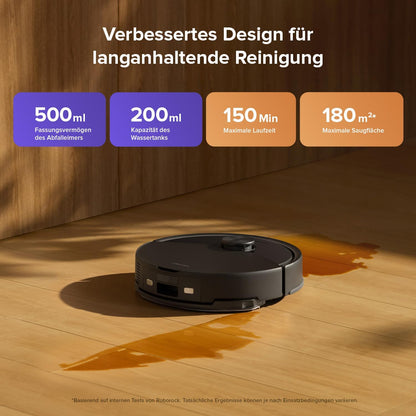 roborock Q10 S5 Saugroboter mit Wischfunktion, 10.000 Pa HyperForce Saugkraft, Dual Anti-Tangle System, Auto Lifting Mopping, Ideal für Tierhaare, Teppiche, Hartböden (Schwarz)