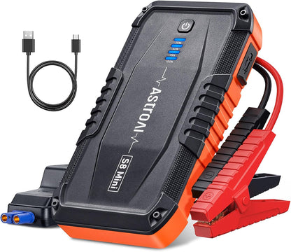 AstroAI S8 Car Battery Jump Starter, Car Jumper Starter Battery Pack for Up to 6.0L Gas & 3.0L Diesel Engines, 12V Portable Jump Box with 3 Modes Flashlight and Jumper Cable (Orange)