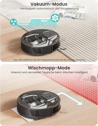 LEFANT M3 Gen2 Saugroboter mit Wischfunktion, 12000 Pa Saugleistung, Automatische Staubentleerung, LiDAR Navigation, Teppicherkennung, Freemove 3.0 App & Sprachsteuerung, 8 Wochen Hands-Free Reinigung