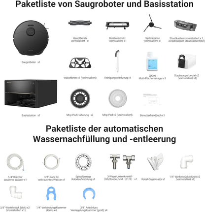 dreame X50 Ultra Complete Saugroboter mit Wischfunktion,20.000Pa Saugkraft,6 cm Hindernisfreiheit, mit Wischfunktion&Hebarem Wischmopp,KI-Hindernisvermeidung und 360° Navigation