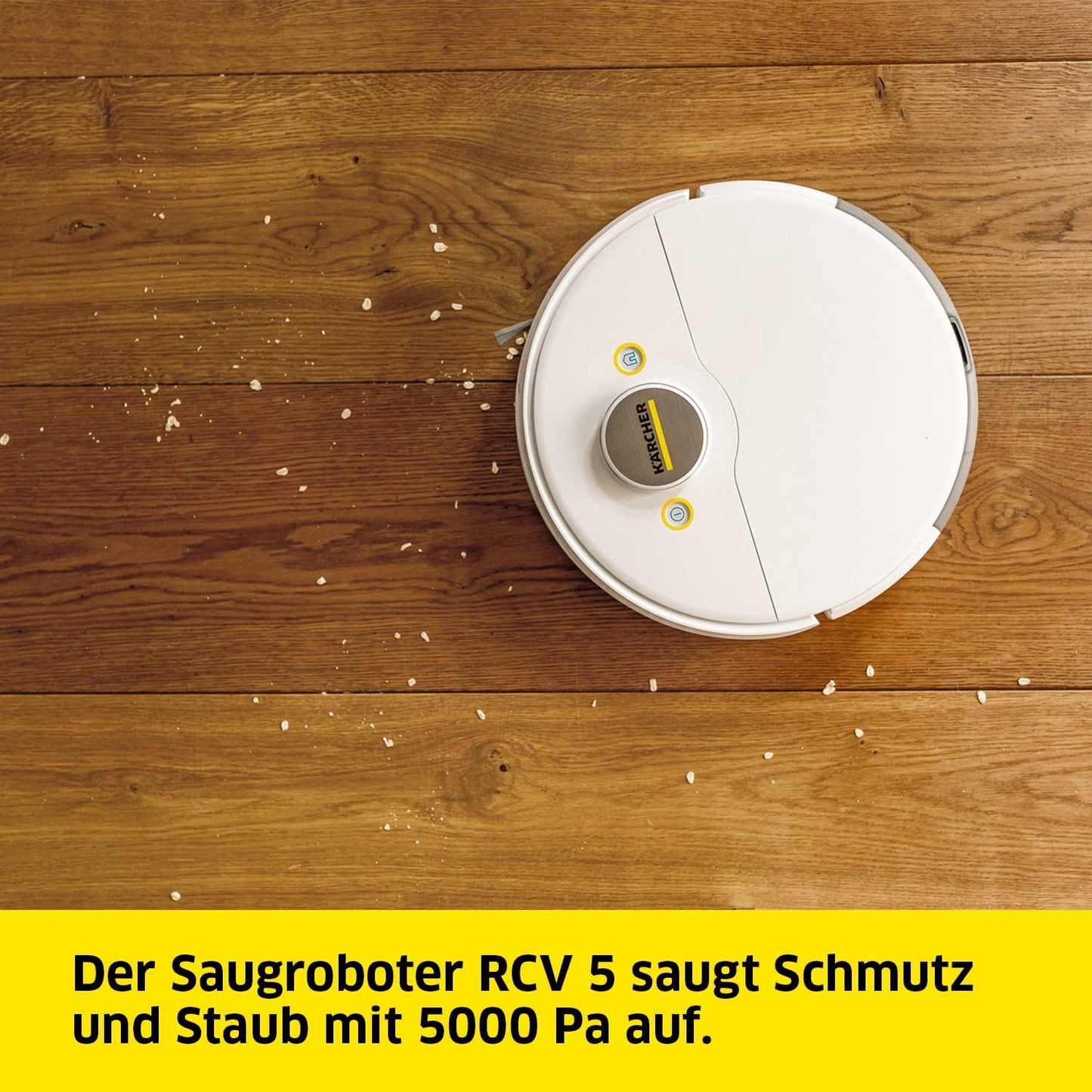 Kärcher Saugroboter RCV 3 mit Wischfunktion, smarte App-Steuerung, LiDAR-Laser-Navigation, Kartierung, Raum- und Hinderniserkennung, 2500 Pa, 120 min Laufzeit, für Hartböden und Teppiche, Weiss