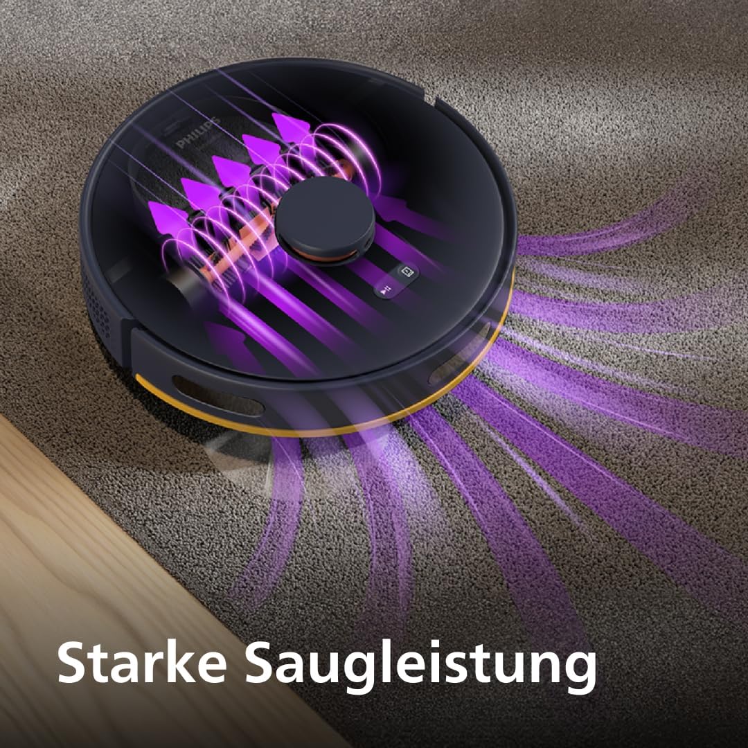 Philips Homerun Serie 2000: 2-in-1 Saug- und Wischroboter, 130 Minuten Laufzeit, Lasernavigation, Teppichboost, Absaugstation, App-gesteuert, Arktikweiß (XU2100/20), Arctic White