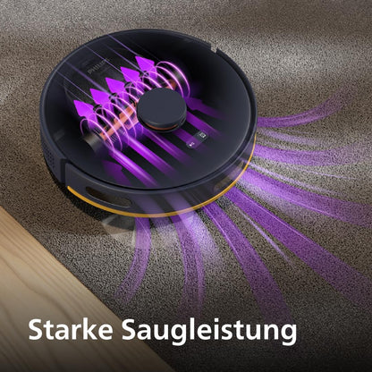 Philips Homerun Serie 2000: 2-in-1 Saug- und Wischroboter, 130 Minuten Laufzeit, Lasernavigation, Teppichboost, Absaugstation, App-gesteuert, Arktikweiß (XU2100/20), Arctic White