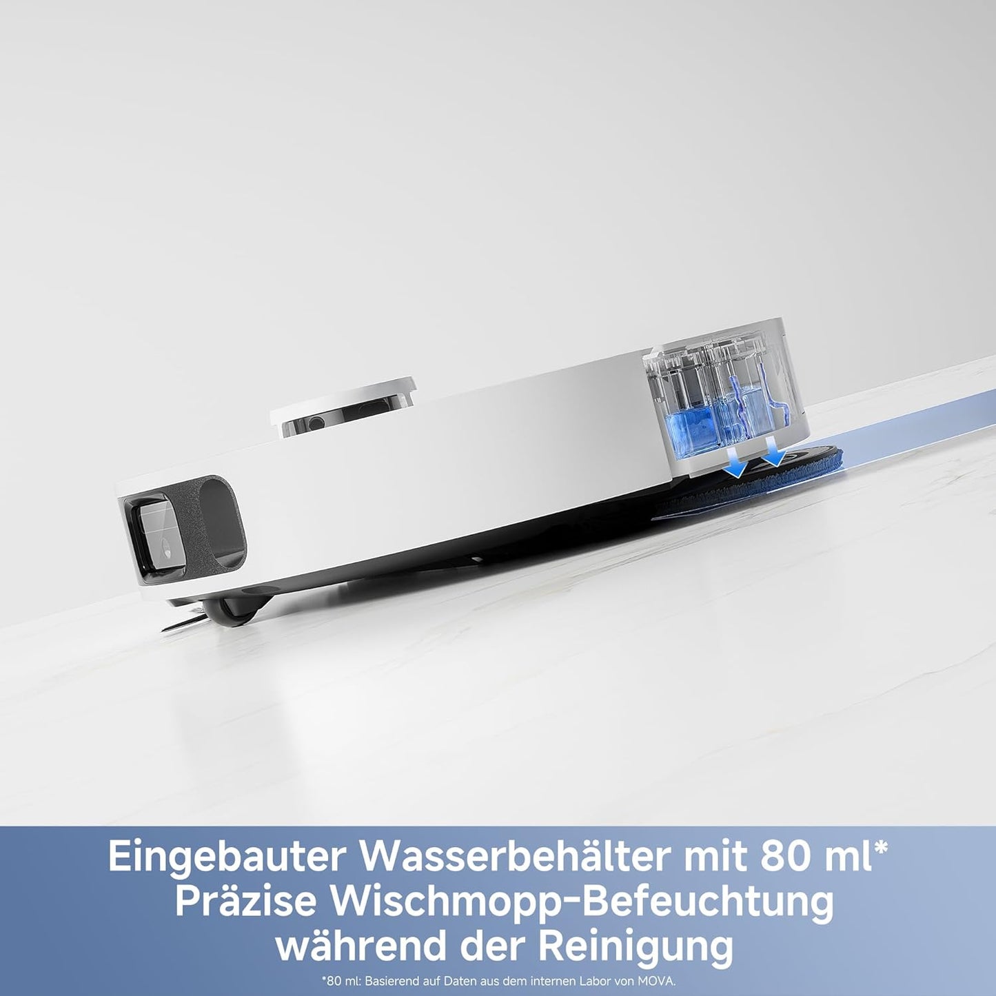 Mova E40 Ultra Saugroboter mit Wischfunktion, Autom. Leerung und 19.000 Pa, MaxiReach-Wischmopp-T., Verhedderungsfreie Seitenbürste, Eingeb. 80-ml-Wasserb, All-in-One-Station zu 75 Tage Reinigung