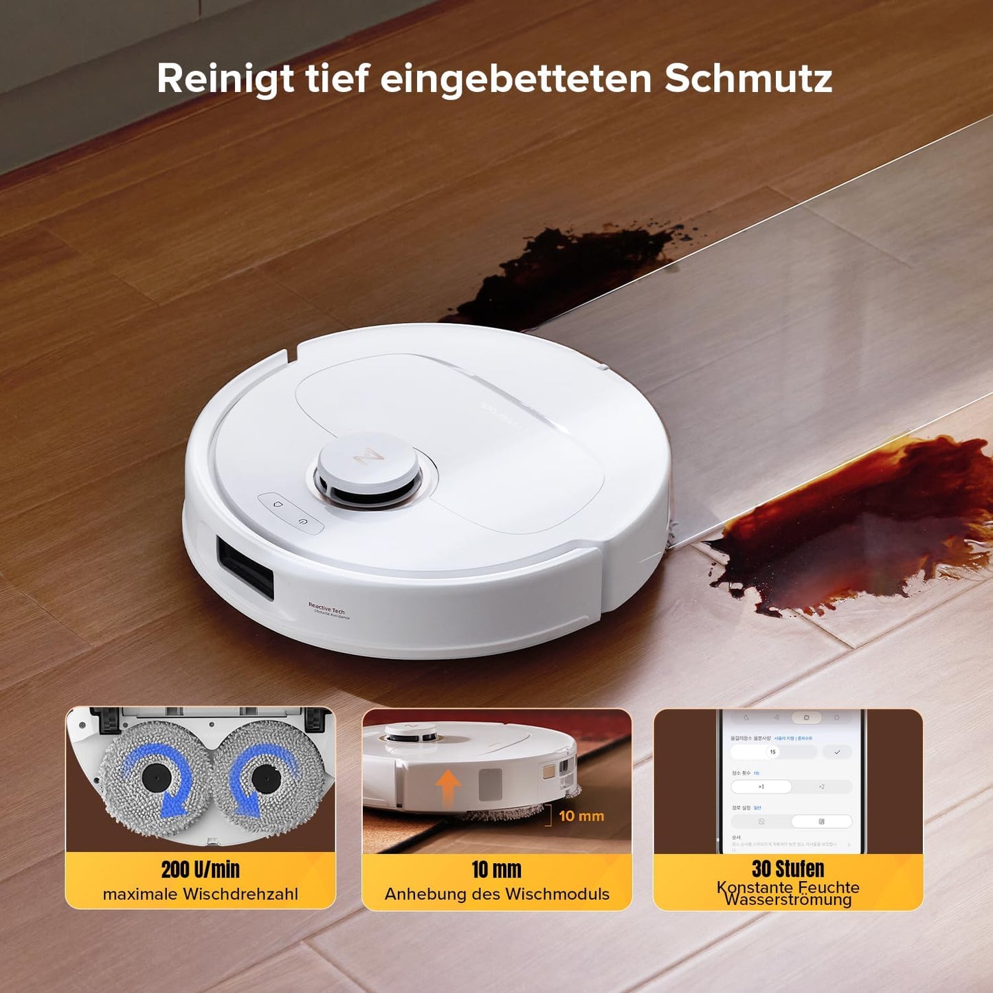 roborock Qrevo Serie Saugroboter mit Wischfunktion&Hebarem Wischmopp, 8000Pa Saugkraft(verbessert von Qrevo S), Anti-Verfilzungs-Seitenbürste, Hindernisvermeidung, All-in-One Dock, Schwarz(QV 35A)