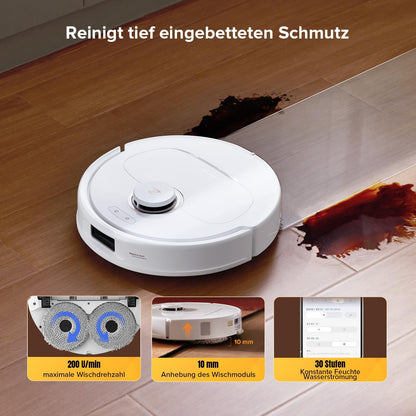 roborock Qrevo Serie Saugroboter mit Wischfunktion&Hebarem Wischmopp, 8000Pa Saugkraft(verbessert von Qrevo S), Anti-Verfilzungs-Seitenbürste, Hindernisvermeidung, All-in-One Dock, Schwarz(QV 35A)