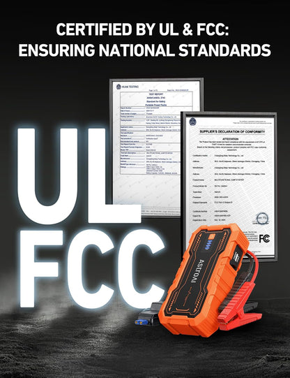 AstroAI S8 Car Battery Jump Starter, Car Jumper Starter Battery Pack for Up to 6.0L Gas & 3.0L Diesel Engines, 12V Portable Jump Box with 3 Modes Flashlight and Jumper Cable (Orange)