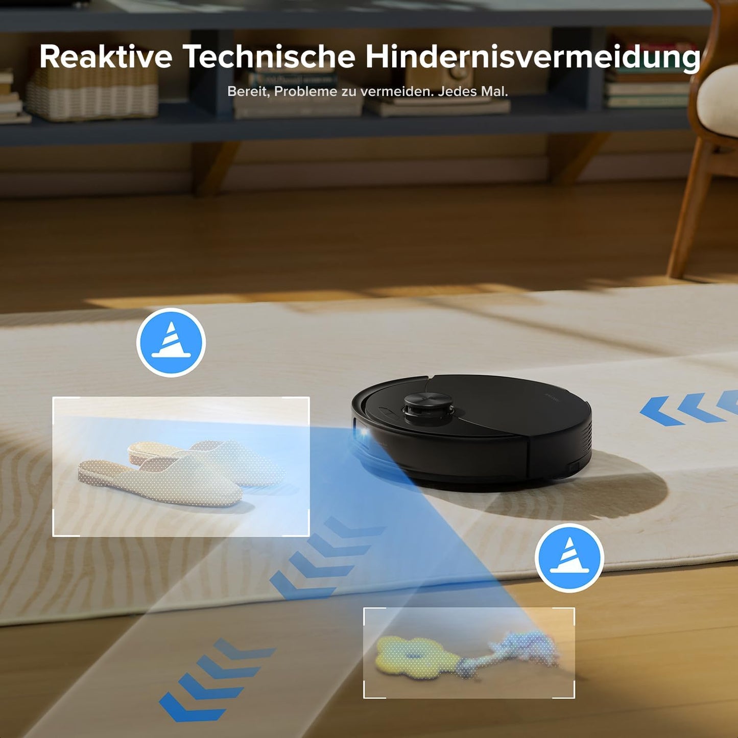 roborock Q10 S5+ Set Saugroboter mit Wischfunktion, 10.000 Pa HyperForce Saugkraft, Dual Anti-Tangle System, Auto Lifting Mopping, Ideal für Tierhaare, Teppiche, Hartböden (Schwarz)