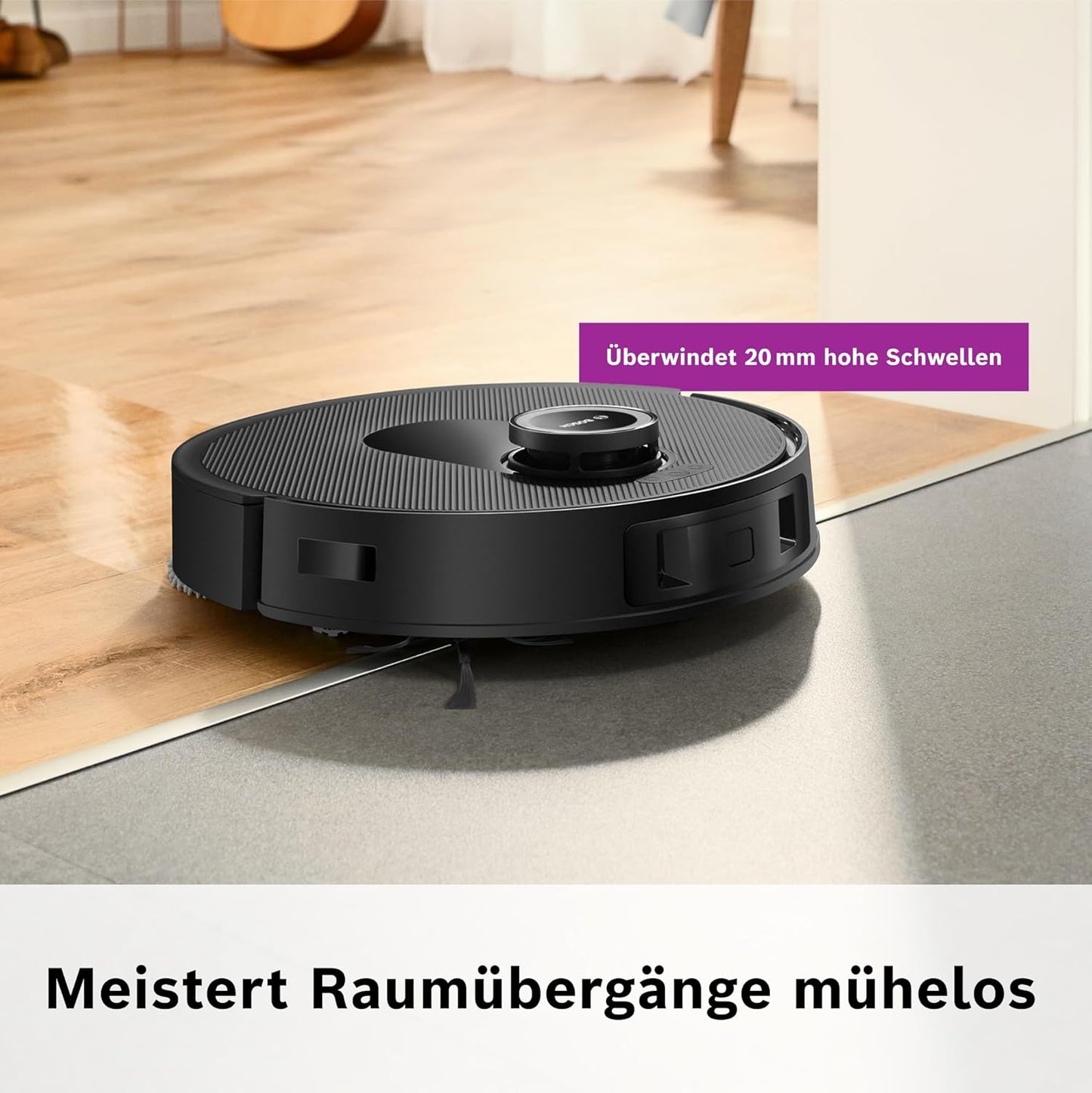 Bosch Spotless Max BCRDW3B Saugroboter mit Wischfunktion, 11.000 Pa Saugkaft, rotierende Wischpads, Nass-Trocken-Servicestation, Selbstreinigung, Smart Vision Navigation, Steuerung per App, schwarz