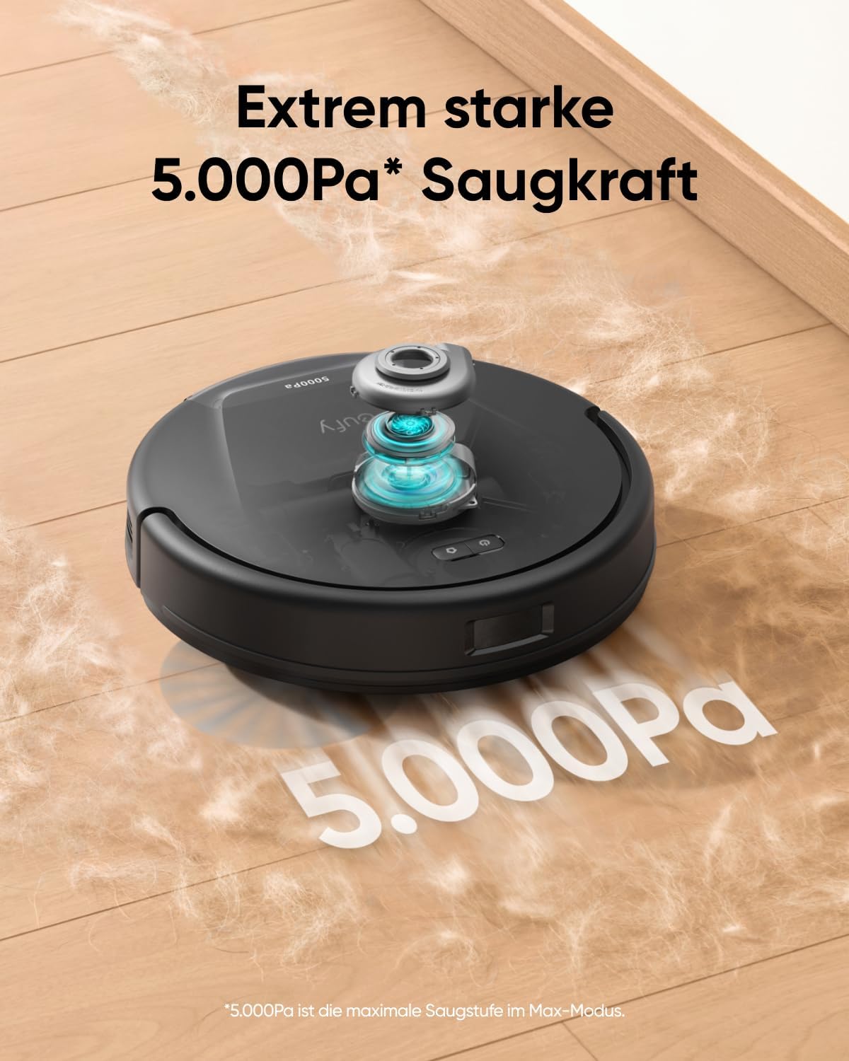 eufy L60 Saugroboter, Ultra Starke 5.000Pa Saugkraft, Staubsauger Roboter mit iPath Laser-Navigation, für gründliche Bodenreinigung, App-Steuerung, ideal für Haare, Teppiche, Hartböden