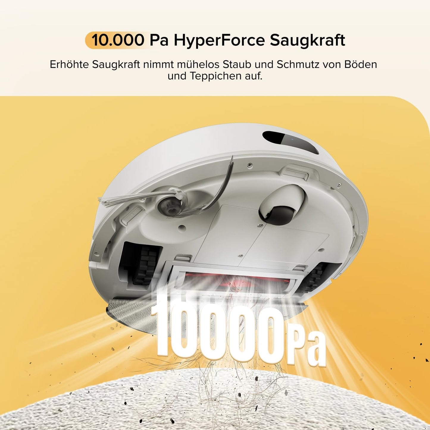 roborock Q7 M5 Saugroboter mit Wischfunktion, 10.000Pa Starker Saugkraft, Dual Anti-Tangle-System, 150Min Laufzeit, LiDAR Navigation, Staubsauger Roboter für Teppich, Tierhaare, APP Steuerung(Schwarz)