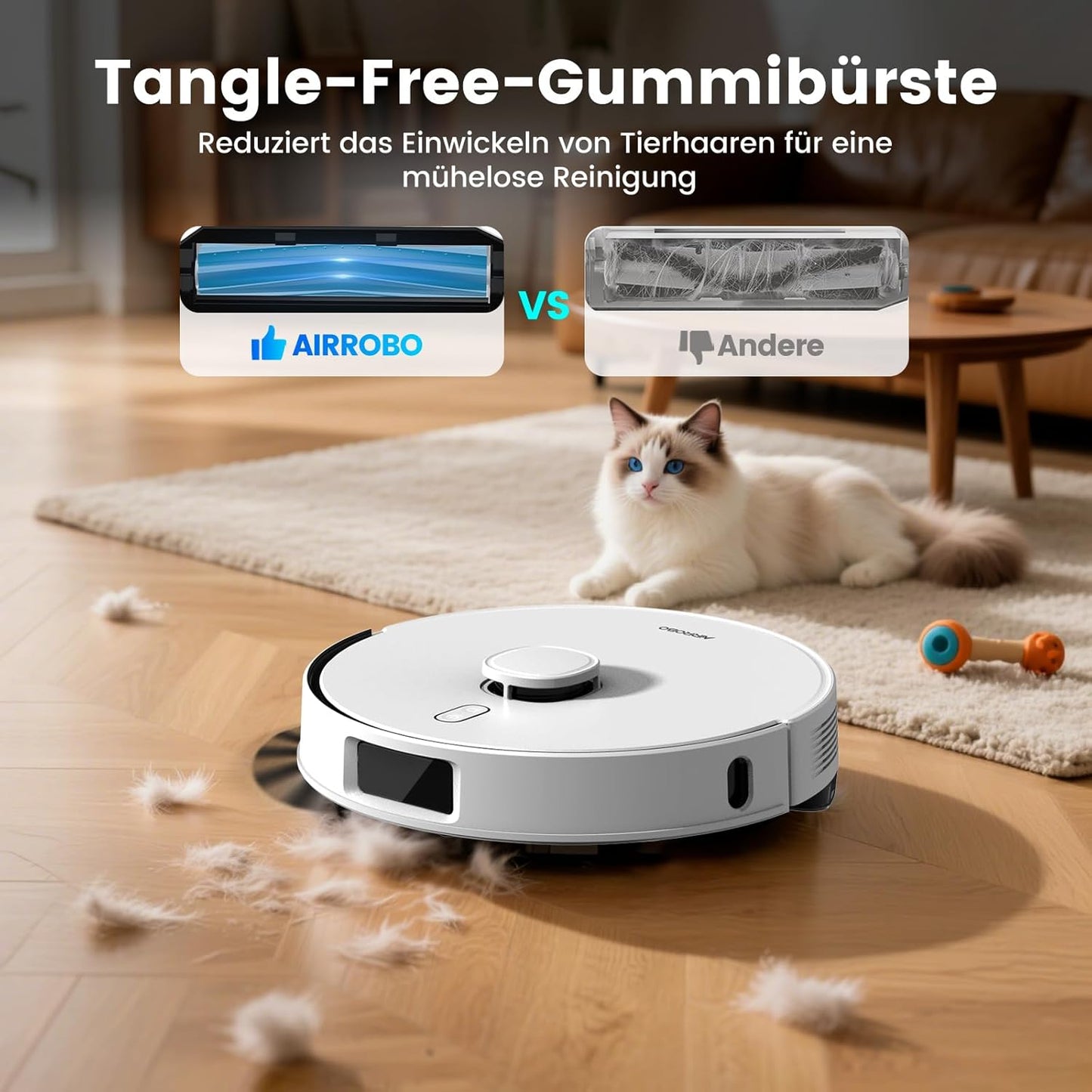AIRROBO T30+ Saugroboter mit Wischfunktion, Staubsauger Roboter mit Absaugstation, 6000Pa Saugkraft Roboterstaubsauger, 3,5L Staubbeutel, Wischroboter LiDAR Navigation, 240Min Laufzeit, App Steuerung
