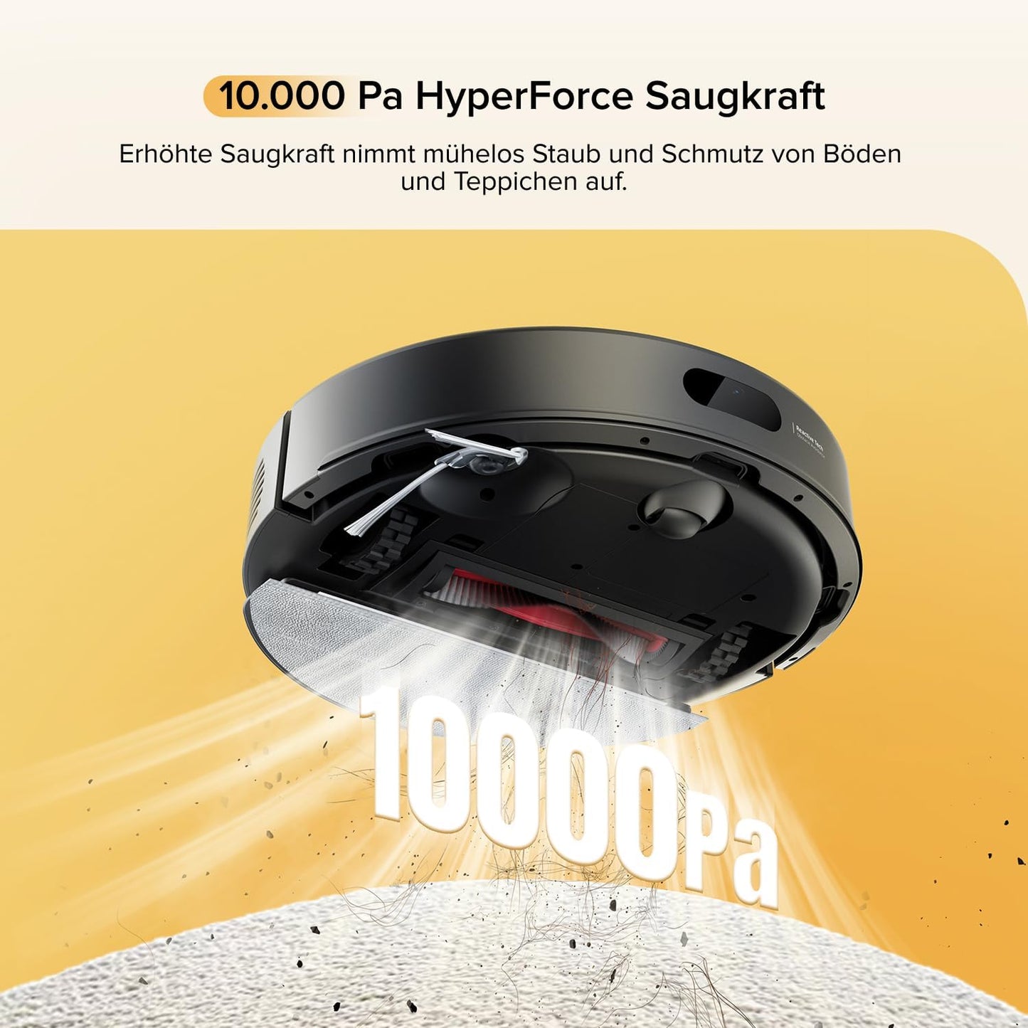 roborock Q7 M5 Saugroboter mit Wischfunktion, 10.000Pa Starker Saugkraft, Dual Anti-Tangle-System, 150Min Laufzeit, LiDAR Navigation, Staubsauger Roboter für Teppich, Tierhaare, APP Steuerung(Schwarz)