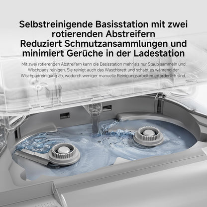 Xiaomi Robot Vacuum X20+ Saugroboter mit Absaugstation und 4L/4L Frisch- & Altwassertank - 2 rotierende, Auto-Trocknung Wischmops, Bis 280m² wischen, 6000Pa Saugkraft, LDS-Navigation, Alle Bodentypen