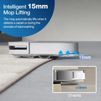ECOVACS DEEBOT X8 PRO Omni Saugroboter mit Wischfunktion, OZMO Roller mit kontinuierliches Wischen & Selbstreinigung, 18.000 Pa, 12-in-1 Station, 40–75 °C Heißwasser-Moppreinigung, YIKO-GPT