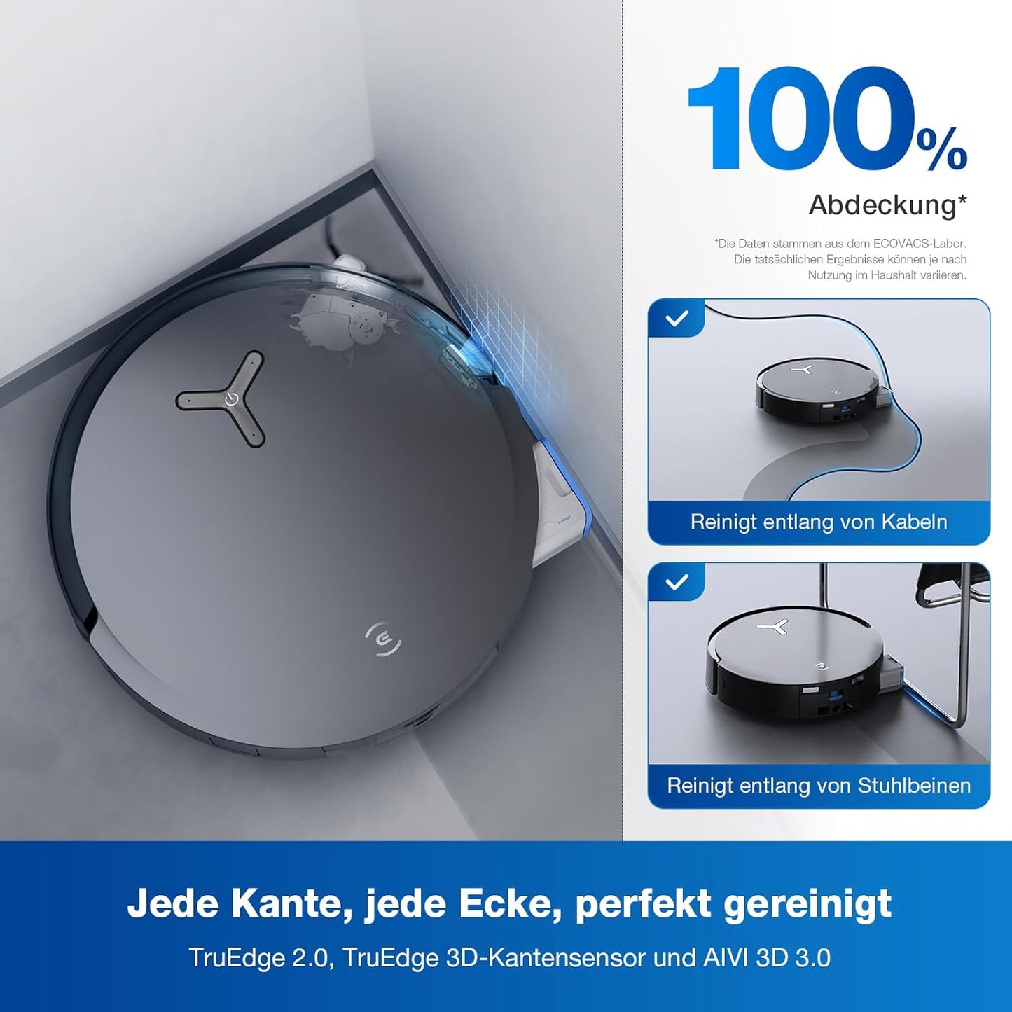 ECOVACS DEEBOT X8 PRO Omni Saugroboter mit Wischfunktion, OZMO Roller mit kontinuierliches Wischen & Selbstreinigung, 18.000 Pa, 12-in-1 Station, 40–75 °C Heißwasser-Moppreinigung, YIKO-GPT