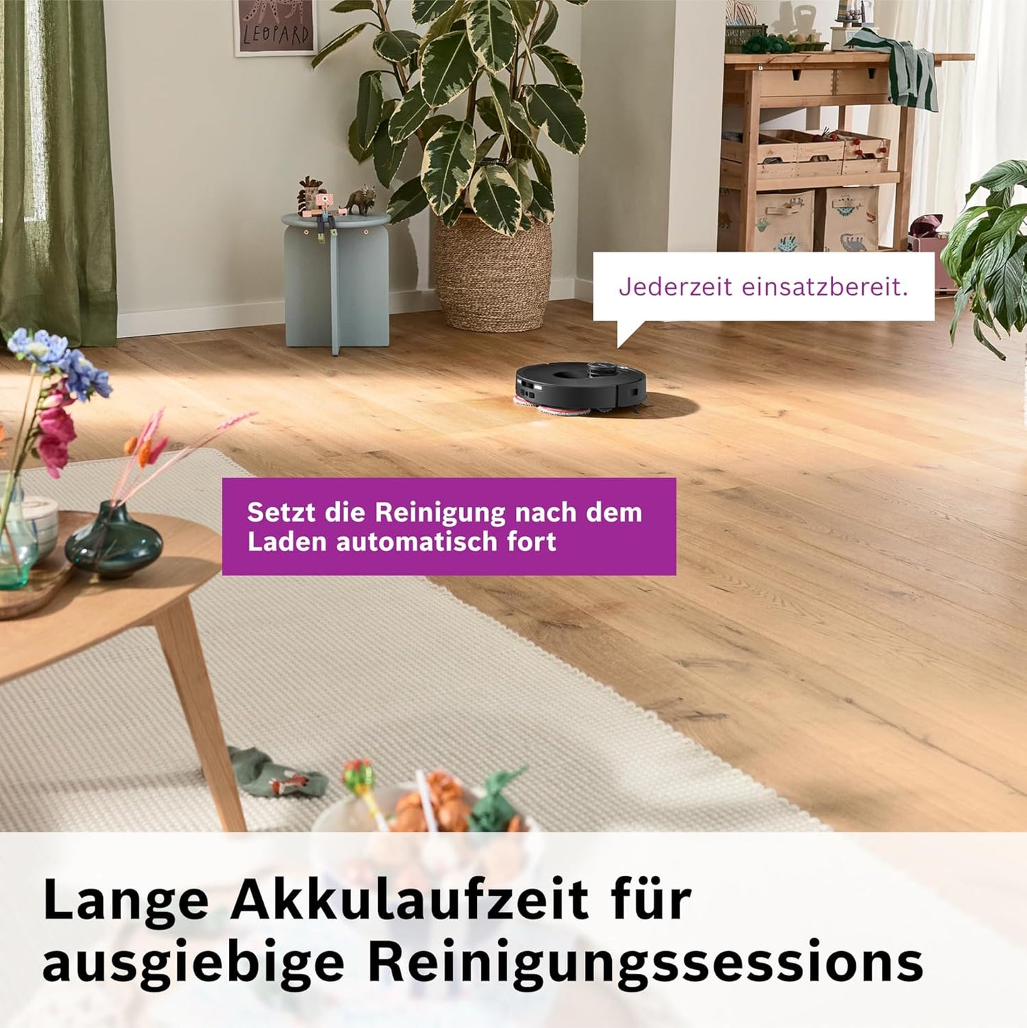 Bosch Spotless Max BCRDW3B Saugroboter mit Wischfunktion, 11.000 Pa Saugkaft, rotierende Wischpads, Nass-Trocken-Servicestation, Selbstreinigung, Smart Vision Navigation, Steuerung per App, schwarz