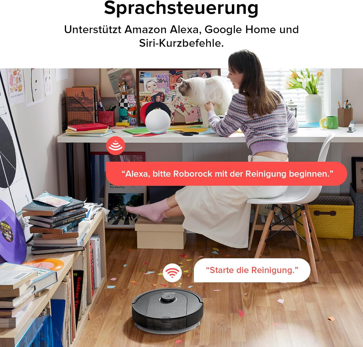 roborock Q7 M5 Saugroboter mit Wischfunktion, 10.000Pa Starker Saugkraft, Dual Anti-Tangle-System, 150Min Laufzeit, LiDAR Navigation, Staubsauger Roboter für Teppich, Tierhaare, APP Steuerung(Schwarz)